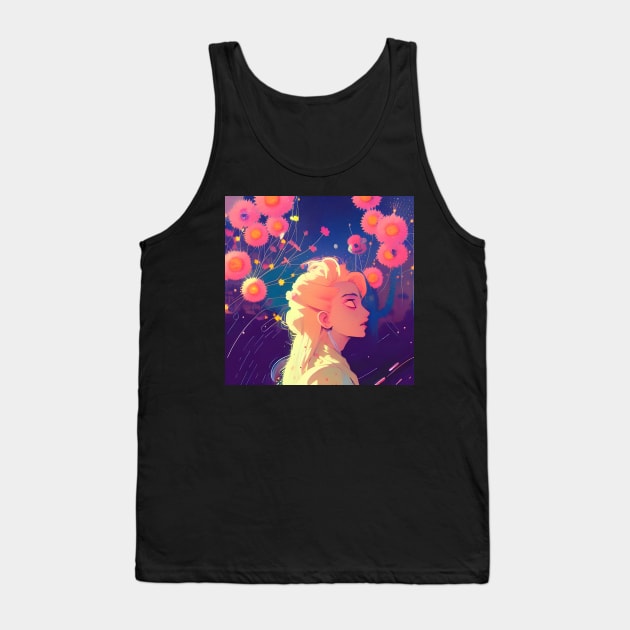 Blonde with flowers Tank Top by Mew-Beans